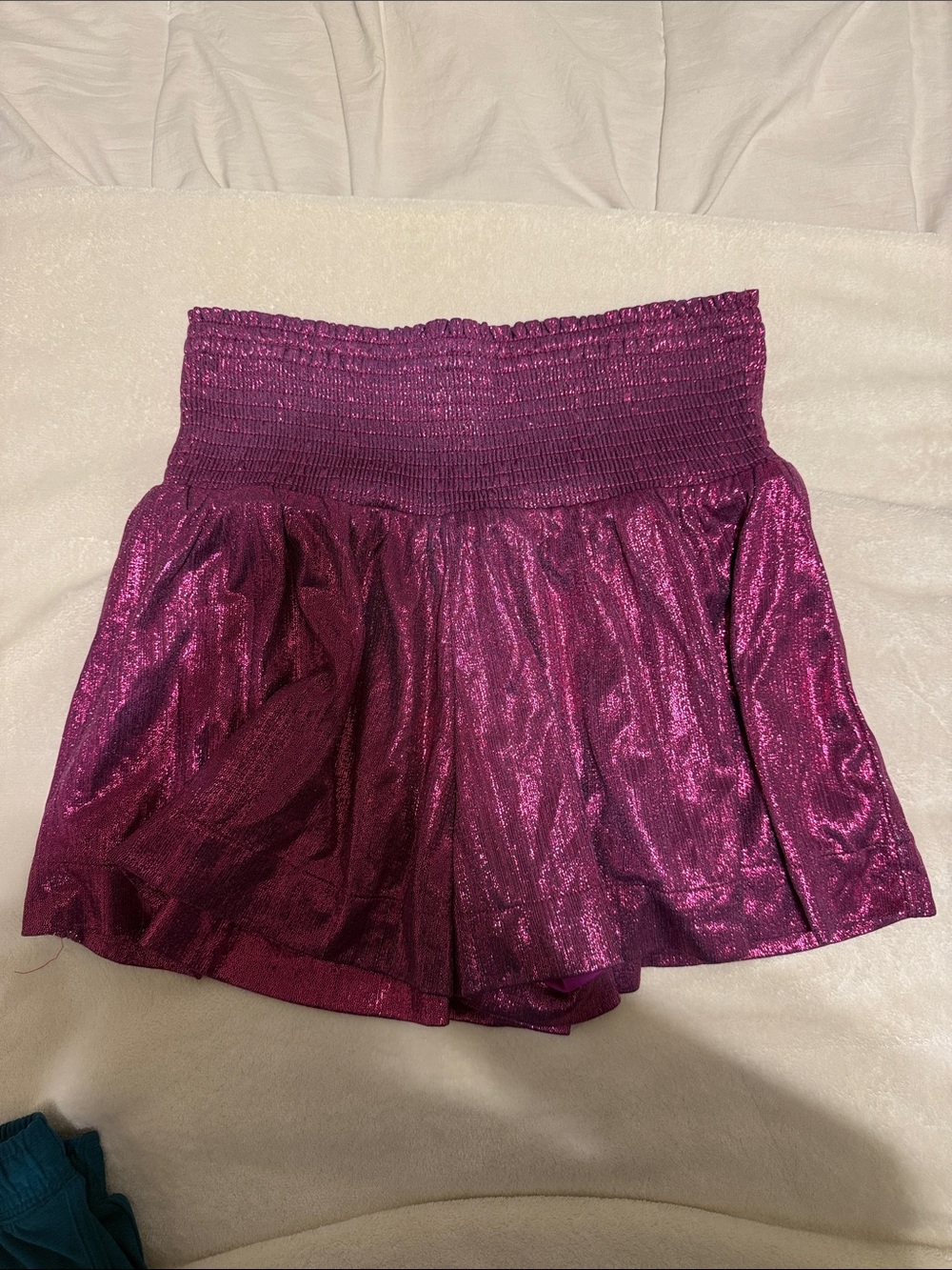 TCEC Metallic Fuchsia Smocked Waist Skirt